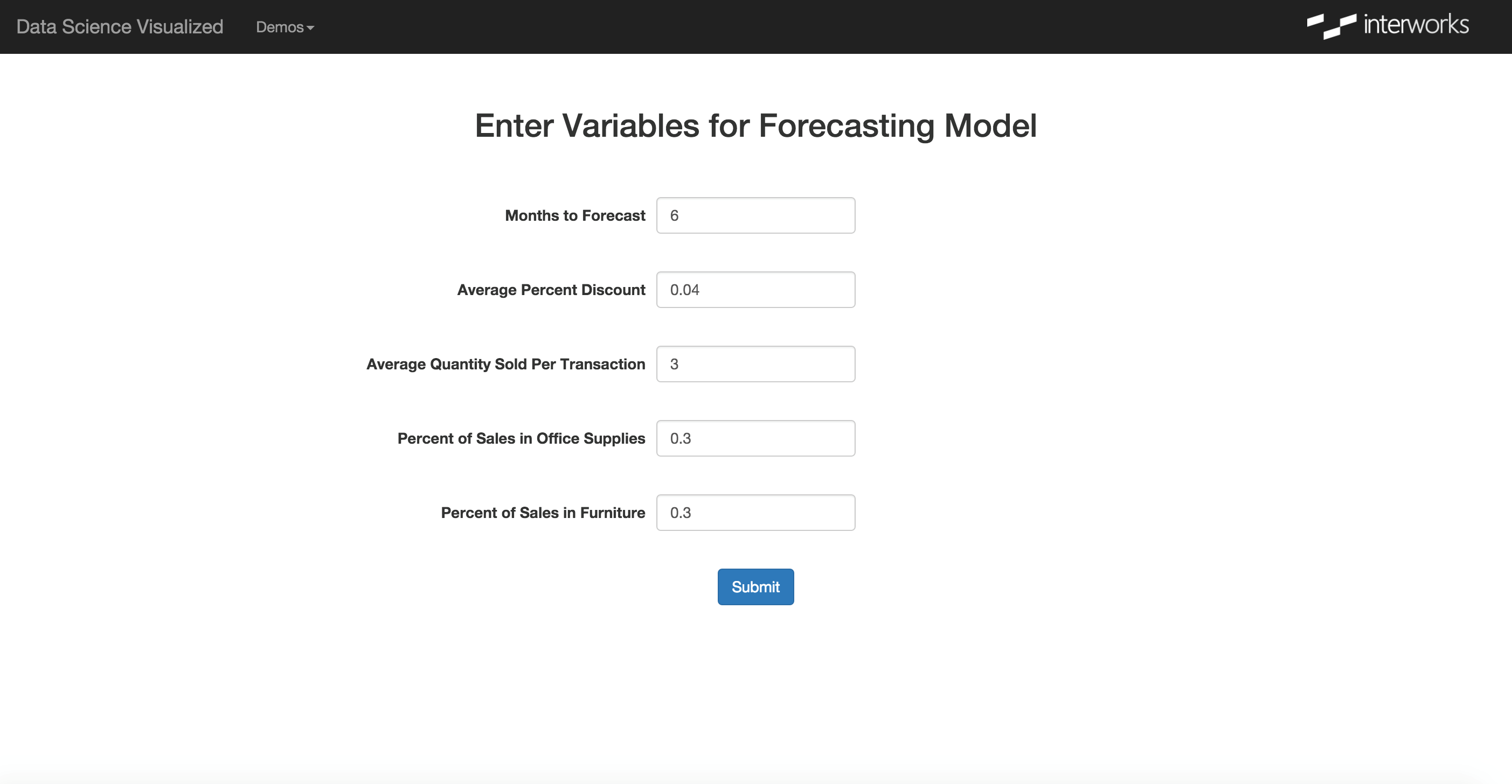 Forecast model variable input form