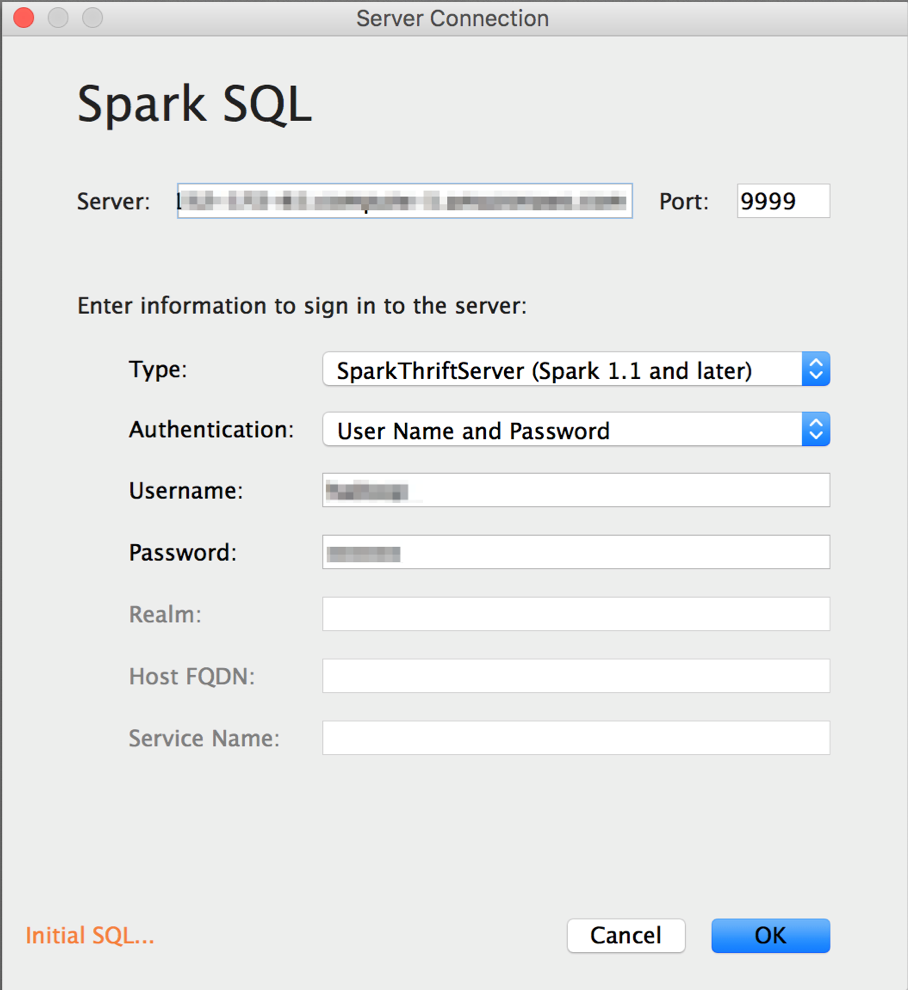 Connecting to Spark SQL data in Tableau